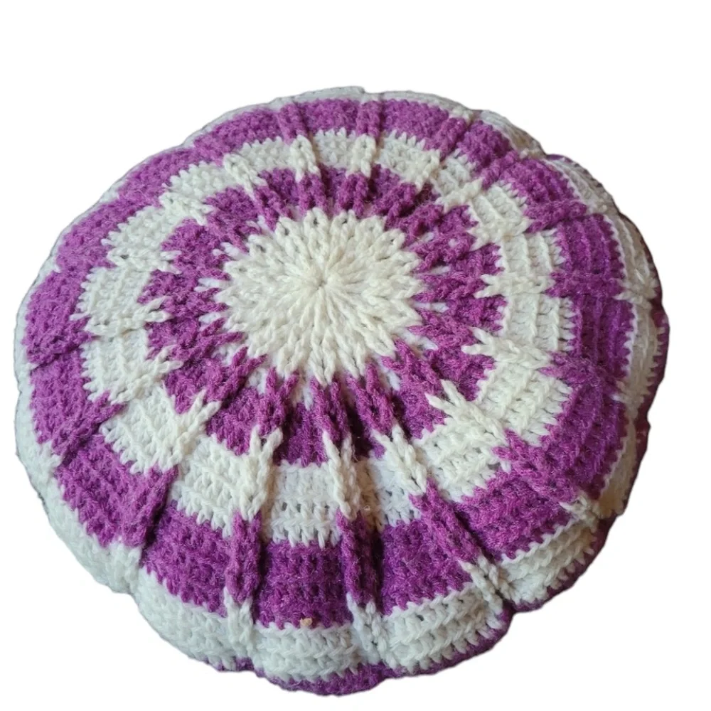 1 Vintage Purple & White‎ Crochet Throw Pillow